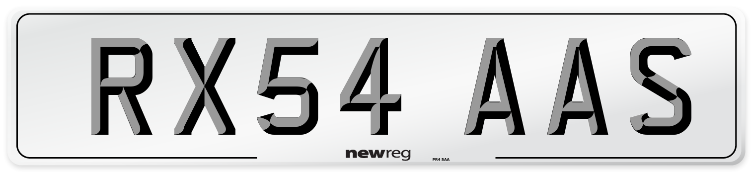 RX54 AAS Number Plate from New Reg